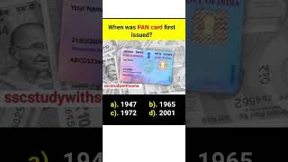 PAN card  When was PAN card first issued  viral currentaffairs shortsfeed youtubeshorts [upl. by Ennailuj]