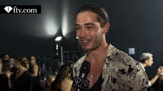 Francisco Lachowski Dirk Bikkembergs SS16 Backstage Interview [upl. by Armahs280]