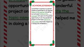 how to write acknowledgement for school project  how to write acknowledgement in project file 3 [upl. by Wilie]