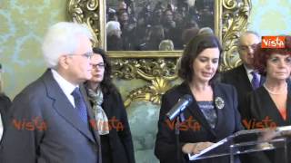 LAURA BOLDRINI COMUNICA LELEZIONE A MATTARELLA  Quirinale 2015 [upl. by Lepine]