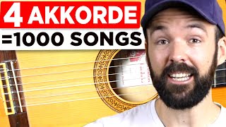 Wie du mit nur 4 Akkorden 1000 Songs spielen kannst  Gitarre lernen [upl. by Stillas385]