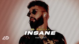 Insane  Audio Edit  AP Dhillon  Slowed amp Reverb  Audio Diaries [upl. by Akire]