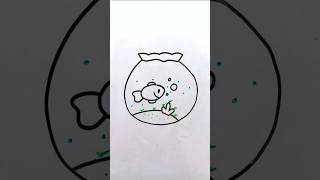 Fish Bowl Drawing 🐟  Learn to draw Fish Aquarium  Step by step tutorial for beginners and kids [upl. by Ikuy]