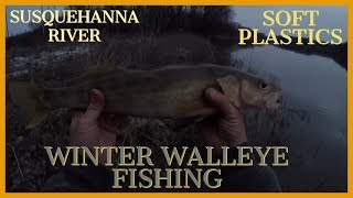 Winter Walleye Fishing from the Bank using Swimbaits Susquehanna River [upl. by Ailene]