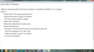 Inverting Amplifier Op amp circuit using Multisim 14 [upl. by Fabiano]