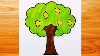 Mango Tree Drawing Easy  Art of Kala [upl. by Areik]