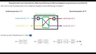 Rückwärmzahl eines Wärmetauschers einer kontrollierten Wohnraumlüftung berechnen [upl. by Yesnnyl]