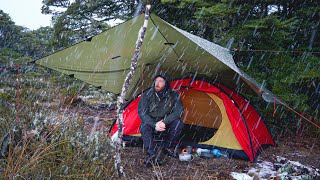 Camping in a Snow and Rain Storm [upl. by Otsugua]