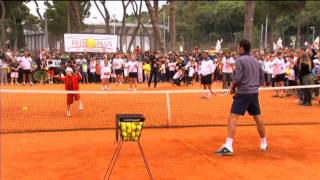 Coach Federer Leads Rome Kids Clinic [upl. by Kcyred859]