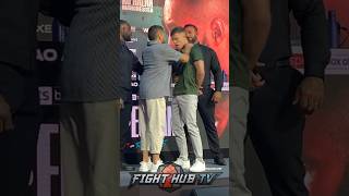 HEATED Florian Marku SHOVES Dylan Moran in face off at press conference [upl. by Rdnaskela]