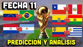 PRONÓSTICO PARA LA JORNADA 11 ELIMINATORIAS DE LA CONMEBOL [upl. by Yendroc]