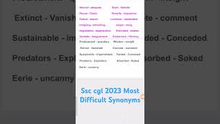 ssc cgl 2023 Most Difficult Synonyms ssc cgl cgl2024 ssccgl [upl. by Meredi]