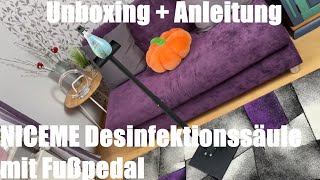 Desinfektionssäule mit Fußpedal Desinfektionsspender Desinfektionsmittelspender Unboxing  Anleitung [upl. by Eelame]