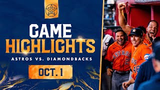 Astros vs Dbacks Game Highlights 10123  MLB Highlights [upl. by Finella]