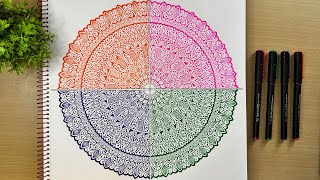 Colourful Mandala Art  4 Colour Mandala Painting  Mandala for Beginners [upl. by Veronika]