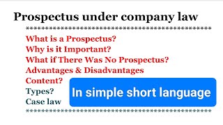 Prospectus company law  Prospectus and its types  Company law [upl. by Ynabe704]