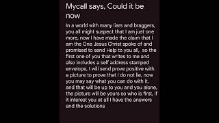 Mycall says quotCould It Be Nowquot [upl. by Nnoved446]