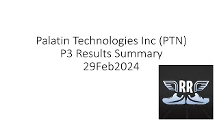 Palatin Technologies Inc PTN P3 Results Summary 29Feb2024 [upl. by Narol]