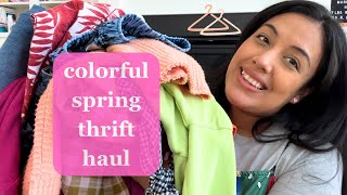 spring thrift haul  TRYON 🌸  bright and colorful clothing [upl. by Hutson857]