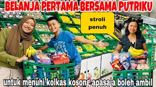 BELANJA PERTAMA BERSAMA PUTRIKU BISA AMBIL APA SAJA YG DI MAU KULKASKU KOSONG  SAMPAI STROLI [upl. by Zetneuq]