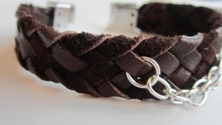 6 strands leather bracelet DIY Кожаный браслет  Плетение в 6 нитей [upl. by Alesig]