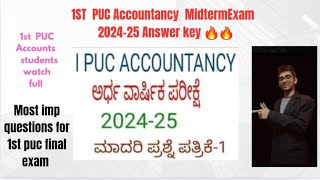 1st puc Accountancy Midterm exam 202425 Key Answers 🔥 LEARNWITHYASUAccountancyMidtermkeyanswers [upl. by Huskey364]