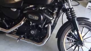 My 2013 HD Iron 883 with Vance and Hines Straight shots slip ons Manly rumble [upl. by Ainomar]