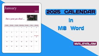 Customised 2025 Calendar in MS Word  Malayalam Tutorial [upl. by Altman]