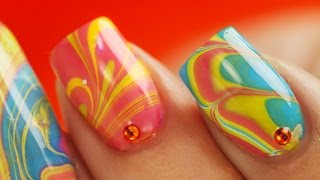 Water Marble Nail Art [upl. by Ehcropal]