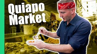 Filipino Street Food Tour in Quiapo Market Manila Turon Kwek Kwek Fried isaw [upl. by Roderick]