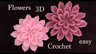 Como hacer flores en 3D paso a paso a Crochet tejido tallermanualperu [upl. by Sager]