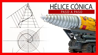 🚁 HÉLICE CÓNICA dibujo técnico paso a paso 🧬 Curva ALABEADA  Curvas técnicas [upl. by Aztirak]