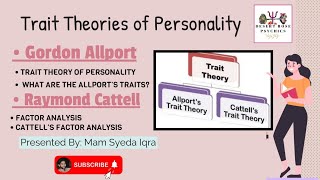 Trait Theories of Personality in UrduHindi  Gordon Allport amp Raymond cattell theory of personality [upl. by Olnee]