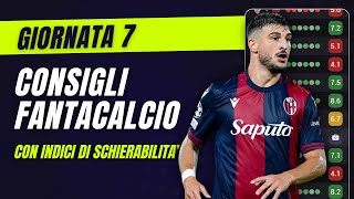 CONSIGLI FANTACALCIO 7 Giornata Serie A  Con Indici di Schierabilità [upl. by Lleirbag98]