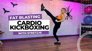 45 Min FIRED UP Cardio Kickboxing Workout Video Plus Stretching [upl. by Ettezil]