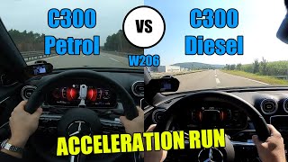 C300 vs C300d W206  100200kmh amp 0100kmh  ACCELERATION  CarPerformance Media [upl. by Etnauq]