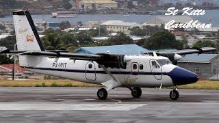 Winair Twin Otter Liat ATR Seaborne Saab 340  St Kitts Airport HD 1080p [upl. by Neils329]