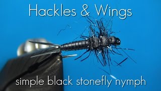 Fly Tying Simple Black Stonefly Nymph  Hackles amp Wings [upl. by Winna]