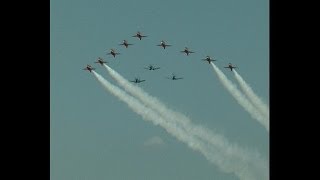 Fairford 2005 Part4 Flypast With Red Arrows And Spitfires [upl. by Erehc]