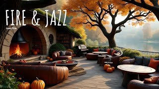 Crackling Fireplace amp Smooth Jazz Instrumental 🍂 Warm Jazz Music at Cozy Fall Coffee Shop Ambience [upl. by Fontana]