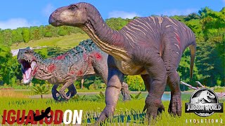 IGUANODON vs TREX IREX GIGANOTOSAURUS Dinosaurs Killling Animation  Jurassic World Evolution 2 [upl. by Barnard]