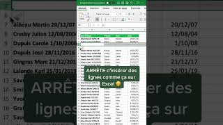 Comment insérer des lignes sur Excel apprendreexcel excelfrancais astuceexcel [upl. by Esil]