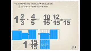 Odejmowanie ułamków zwykłych [upl. by Dunseath505]