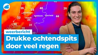 Weerbericht drukke ochtendspits door veel regen [upl. by Cello699]