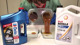 Chevron Delo VS Shell ROTELLA T4 15W40 Cold Flow Test [upl. by Quintus]