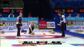 2013 Scotties Tournament Of Hearts  Crawford NB  Arsenault NS  Draw15 [upl. by Aetnahc]