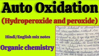 Auto OxidationHydroperoxide and peroxidein hindi notes  MSc 2sem organic chemistry hindi notes [upl. by Ateinotna]