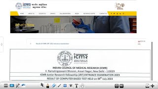 ICMR JRF 2023 RESULT IS OUT  Big update📢 [upl. by Betthel]