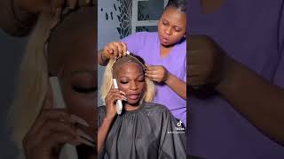 Watch me install 55 closure wig💯iamgraciousbrown yourhairyourway hairstyle hairstyles wigs [upl. by Flodur60]