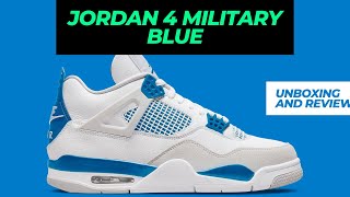 JORDAN 4 MILITARY BLUE UNBOXING AND REVIEW [upl. by Maryjane]